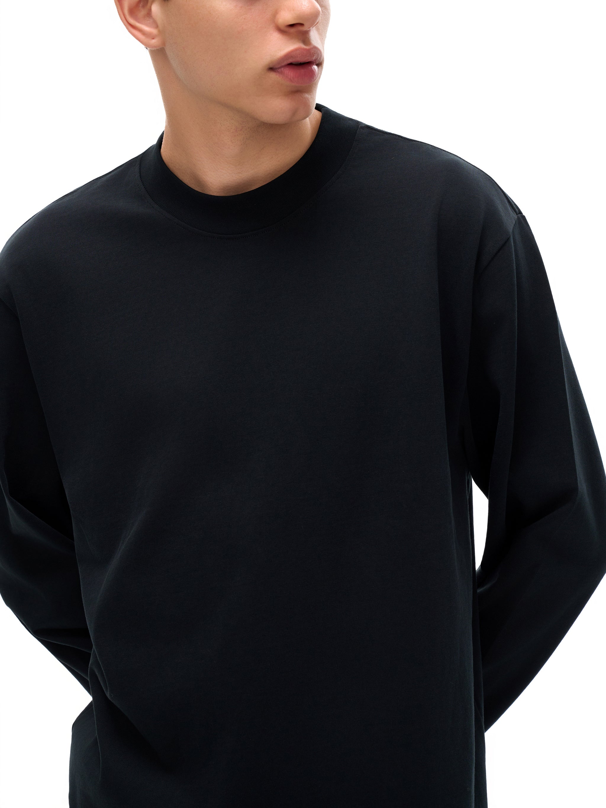Cotton Sweatshirt | Plain Mock Neck