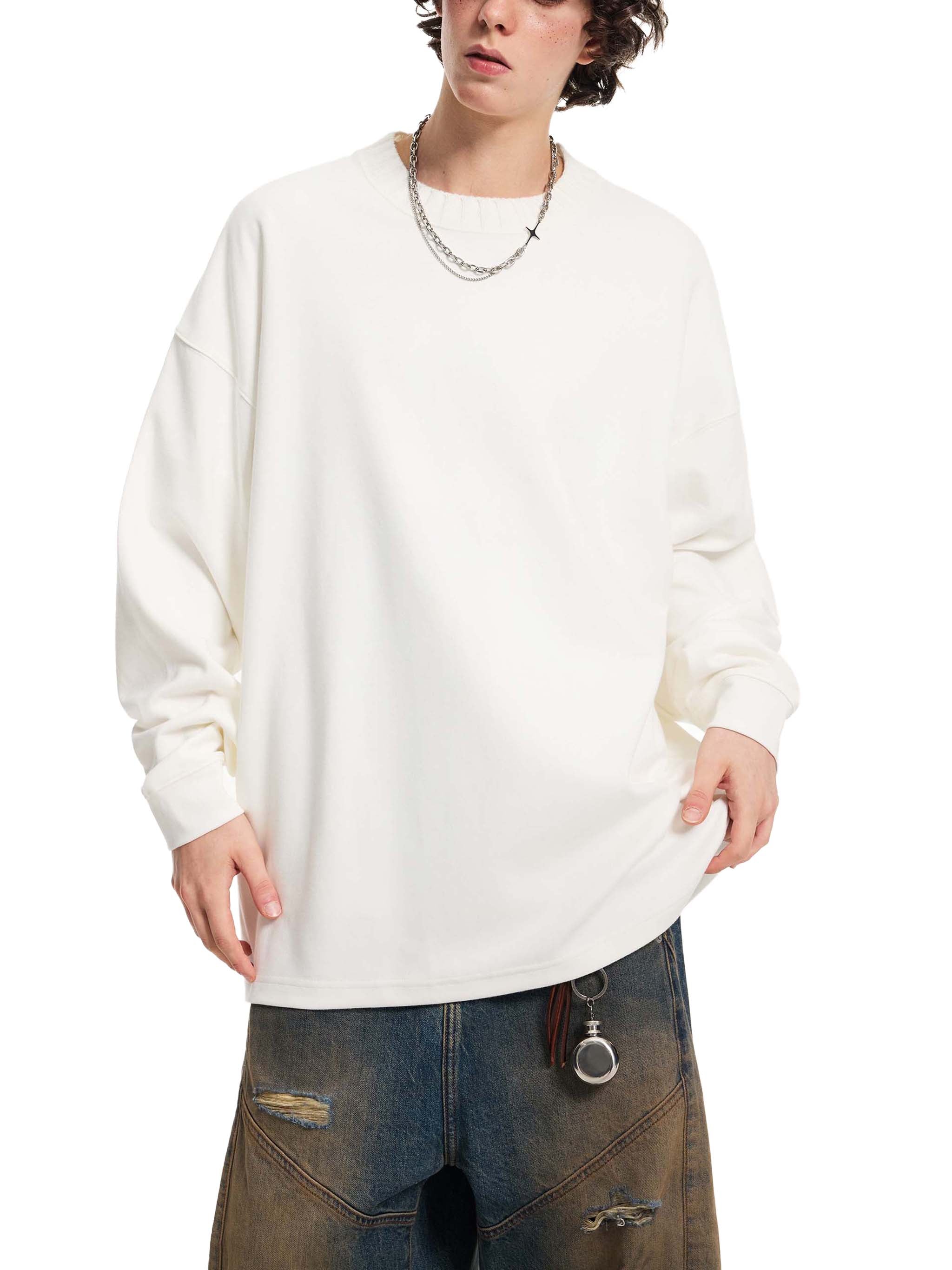 GALLO JEAN | Knit Cotton Blend Round Neck Oversized Sweatshirt