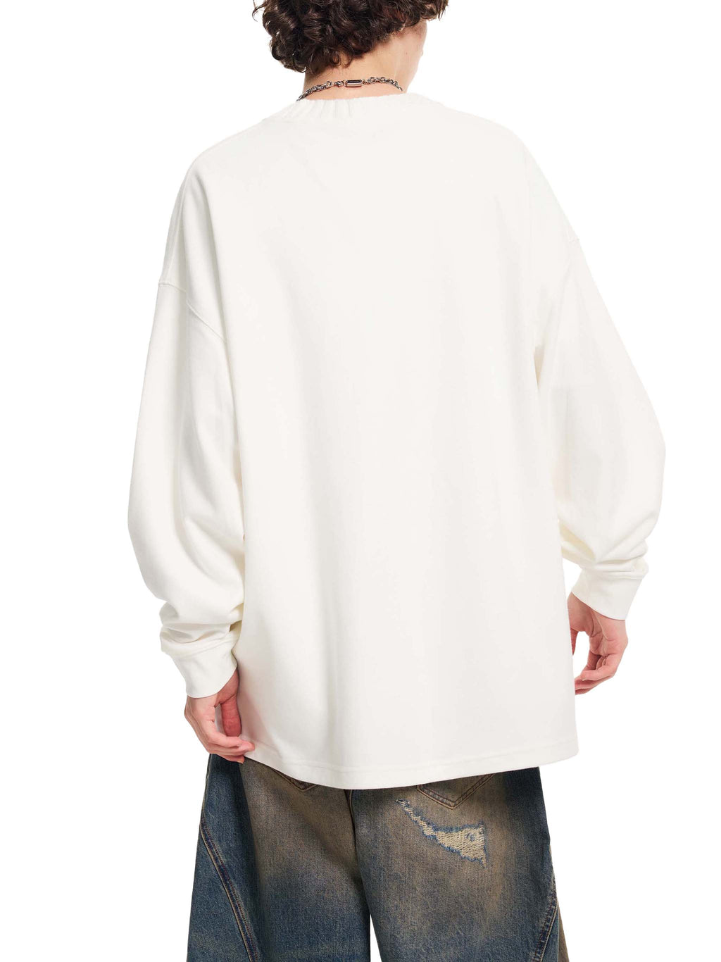 GALLO JEAN | Knit Cotton Blend Round Neck Oversized Sweatshirt