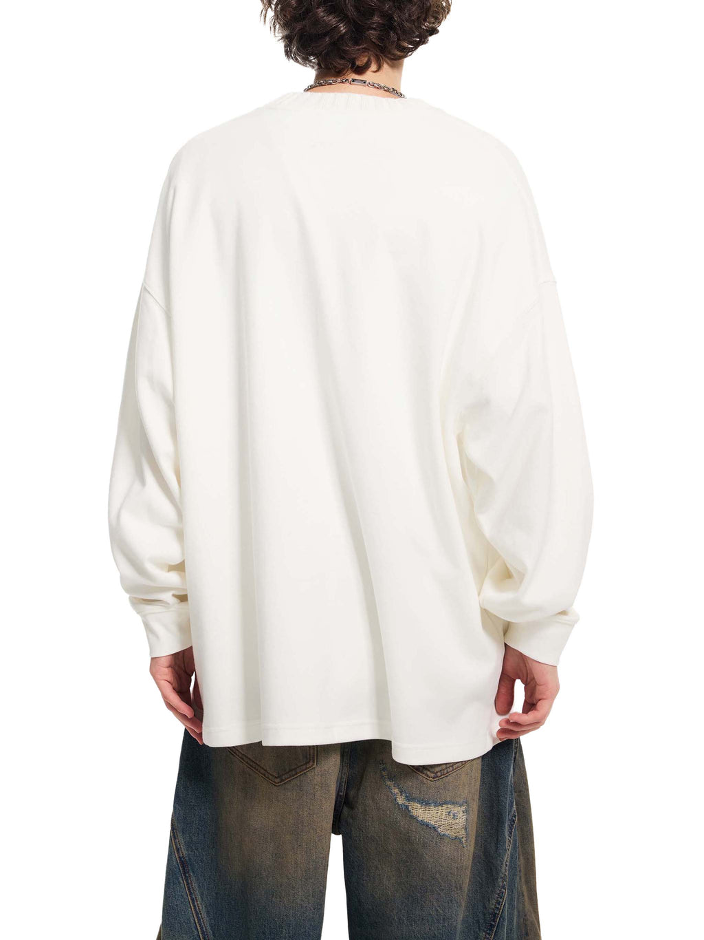 GALLO JEAN | Knit Cotton Blend Round Neck Oversized Sweatshirt