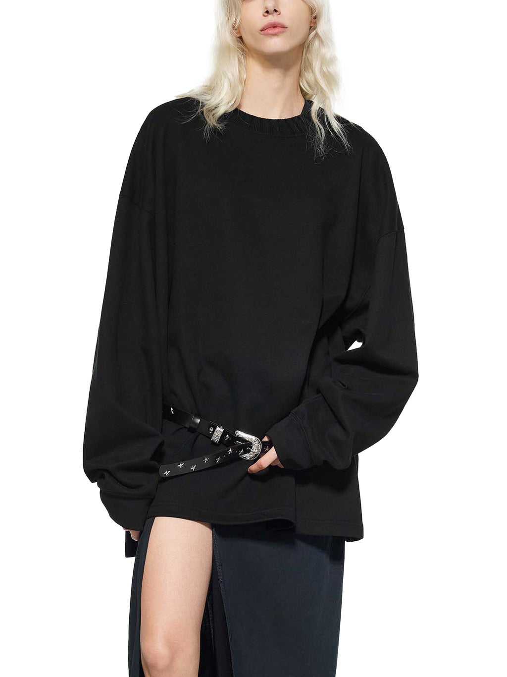 GALLO JEAN | Knit Cotton Blend Round Neck Oversized Sweatshirt