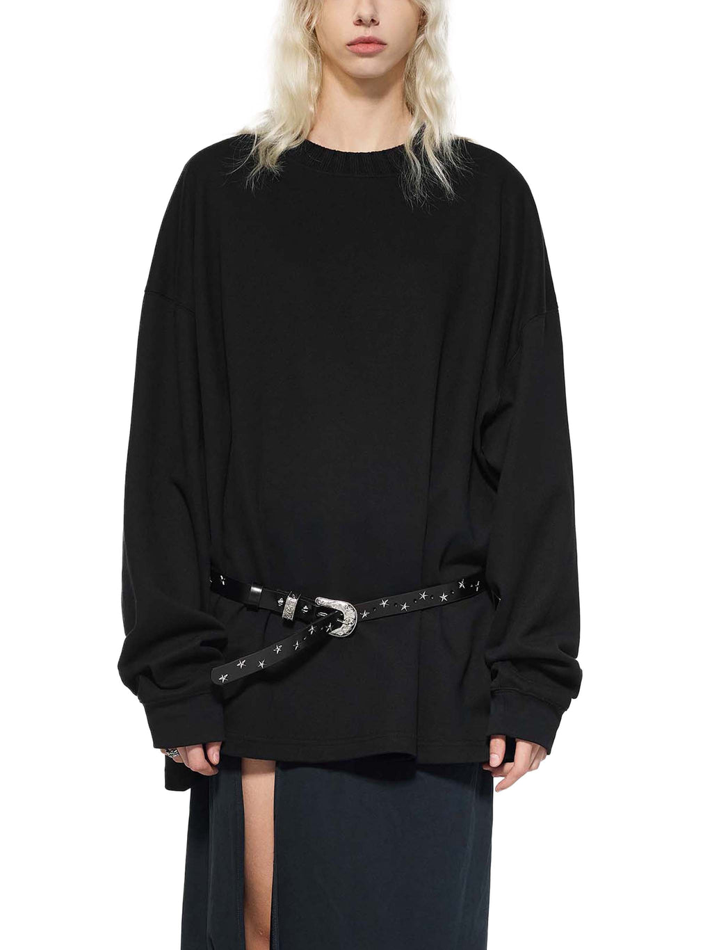 GALLO JEAN | Knit Cotton Blend Round Neck Oversized Sweatshirt