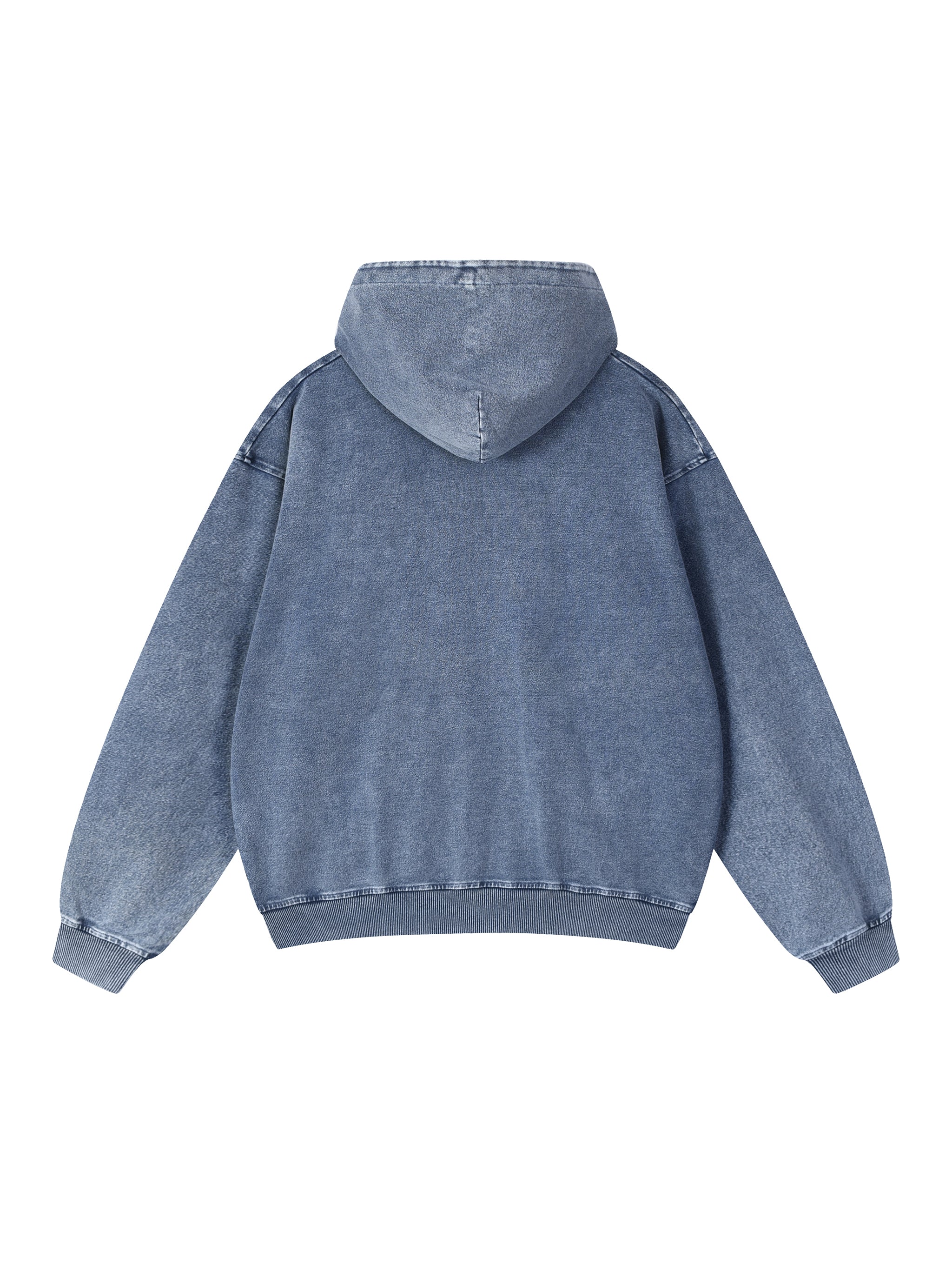 GALLO JEAN | Snow Washed Oversized Cotton Blend Zip-Up Hoodie