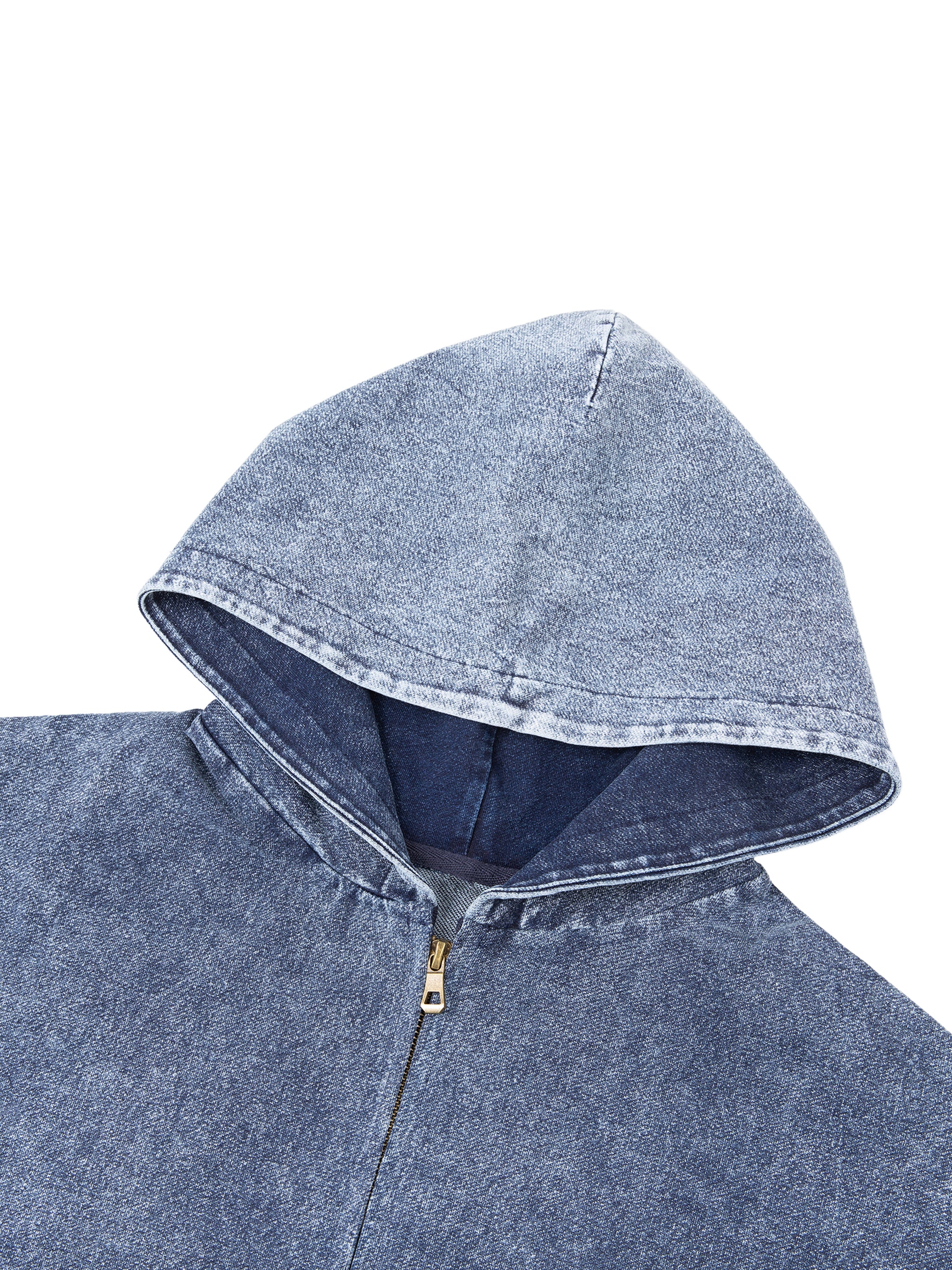 GALLO JEAN | Snow Washed Oversized Cotton Blend Zip-Up Hoodie