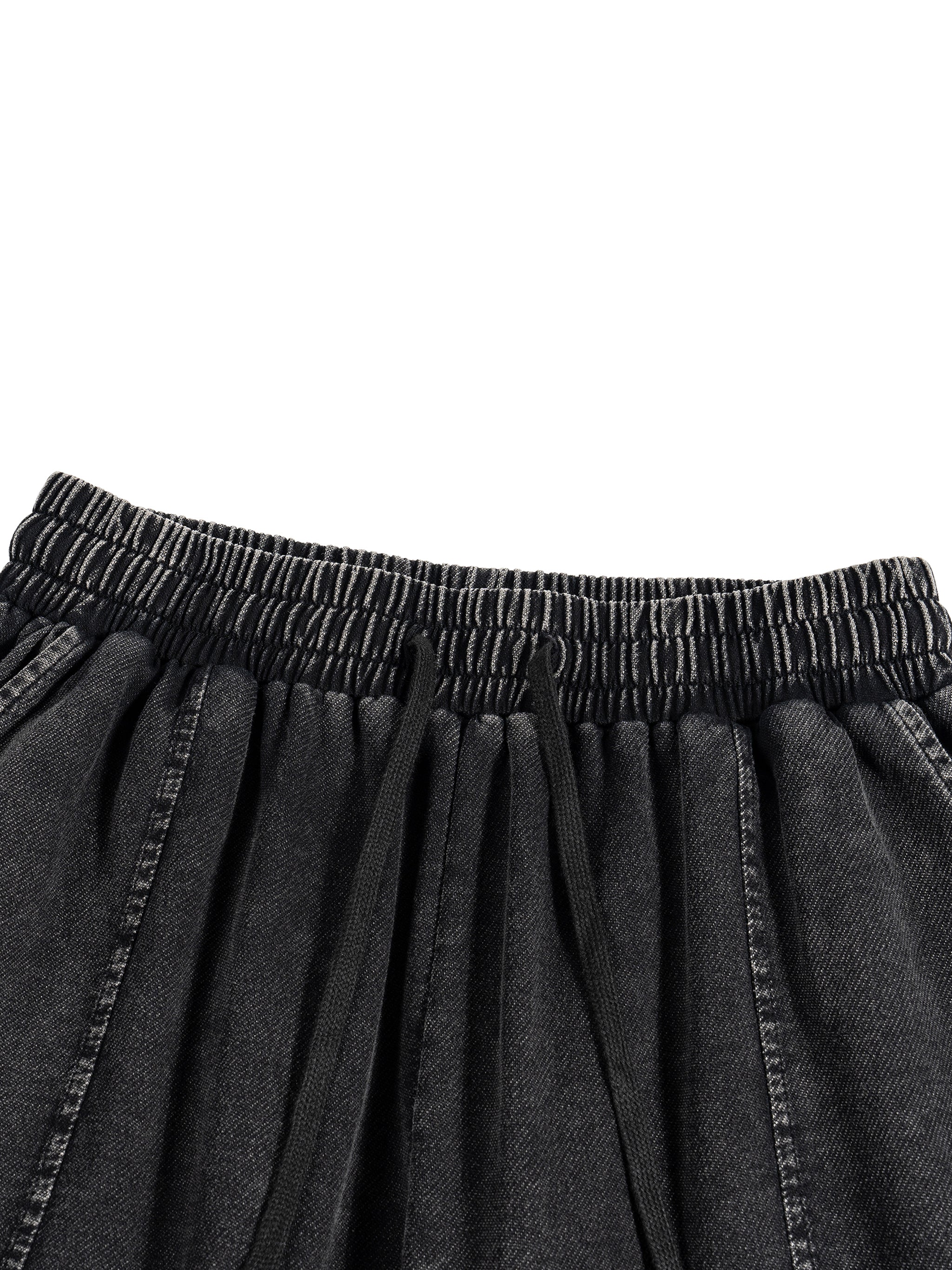 GALLO JEAN | Black Snow Wash Drawstring Cotton Pants