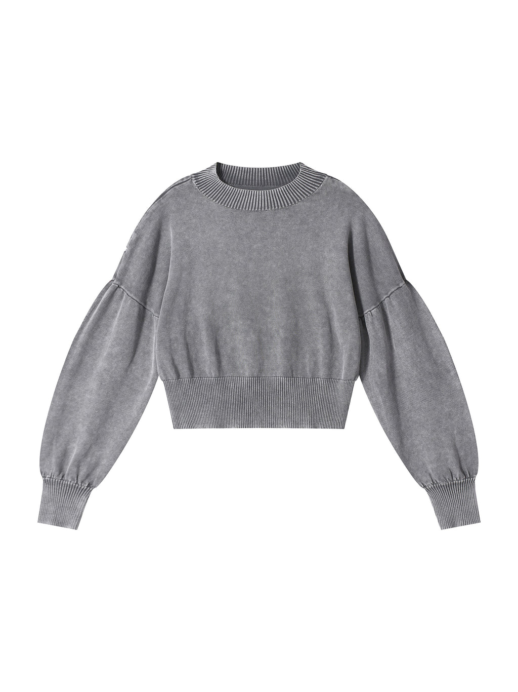 GALLO JEAN | Women's Mineral Wash Balloon Sleeve Cropped Sweater
