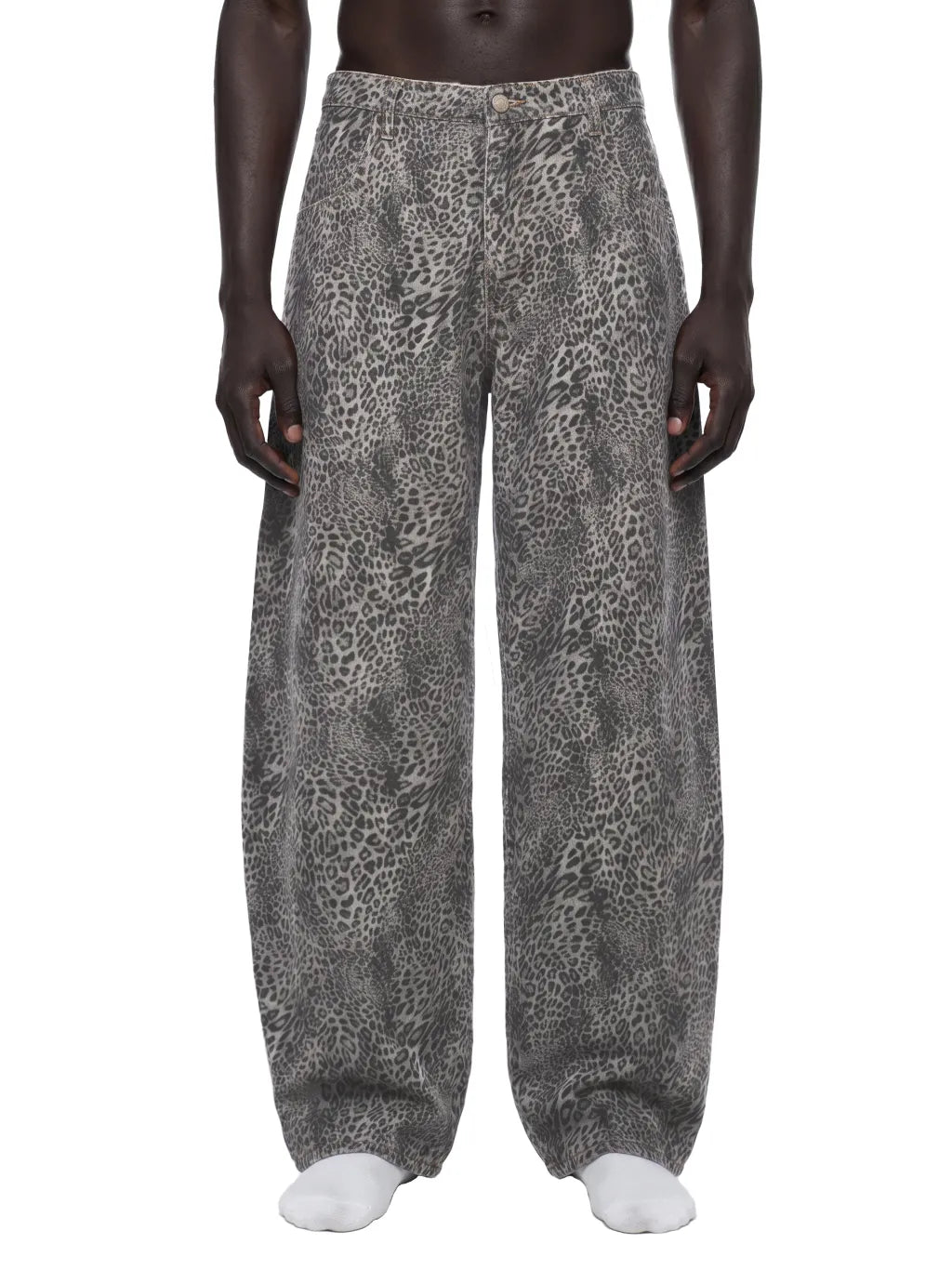 Gallo Jean | Vintage Wash Leopard Wide Leg Jeans