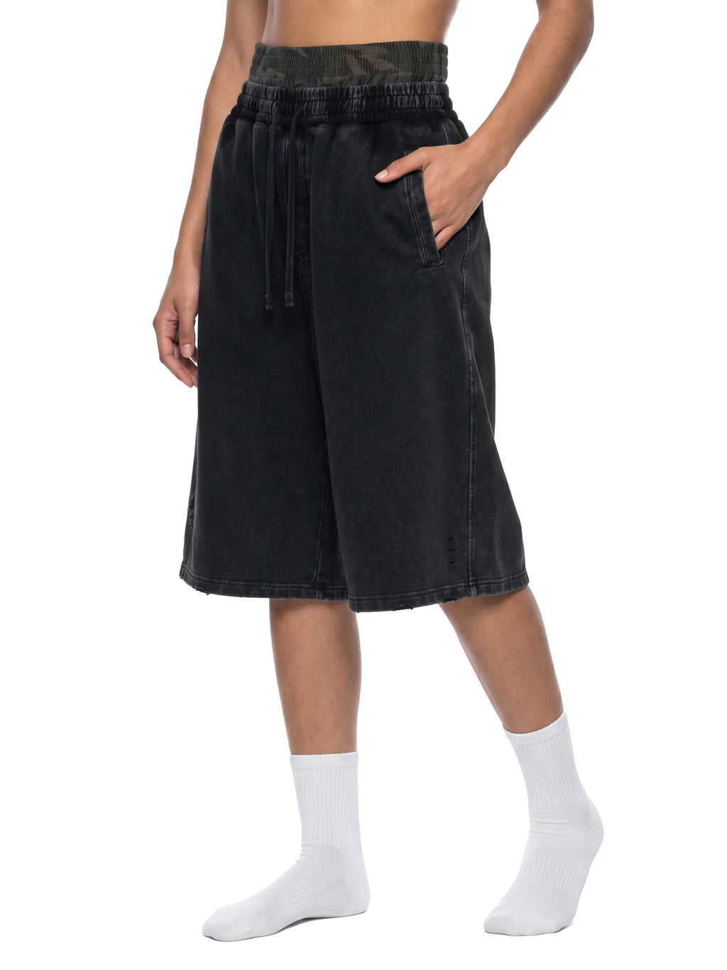 Gallo Jean | Distressed Double Waisted Shorts