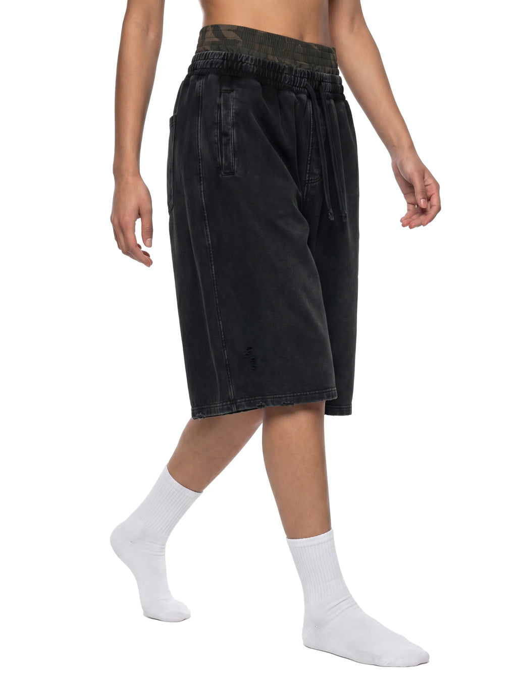Gallo Jean | Distressed Double Waisted Shorts