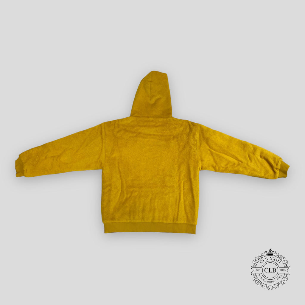 Celine | Yellow Fuzzy Hoodie with Sequined Logo