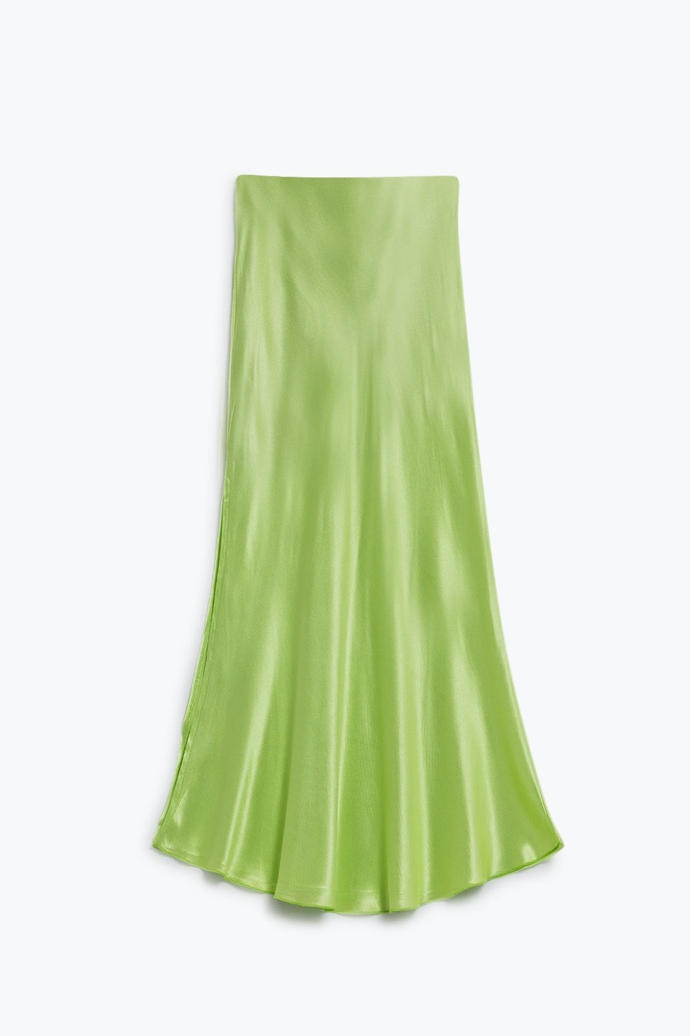 Q2 | Lime Maxi Silk Skirt With Side Slit
