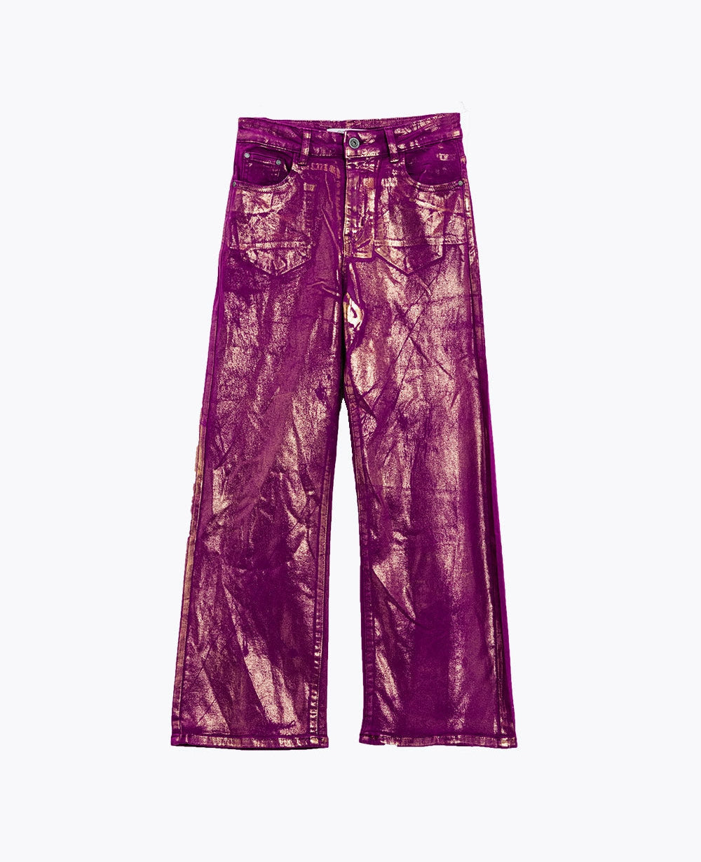 Q2 | Women's Metallic Wide Leg Jeans