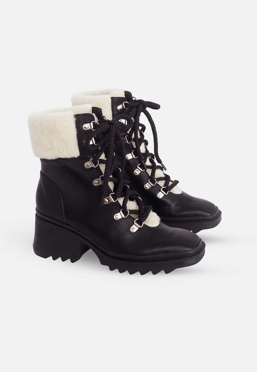 Mangará Atelier | Women's Black Calf Leather Combat Boots