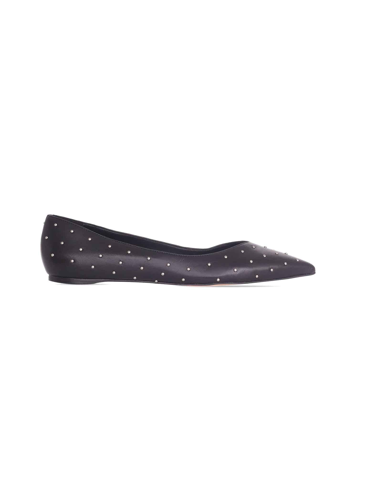 Mangará Atelier | Women's Black Leather Ballerina Flats w/ Studs