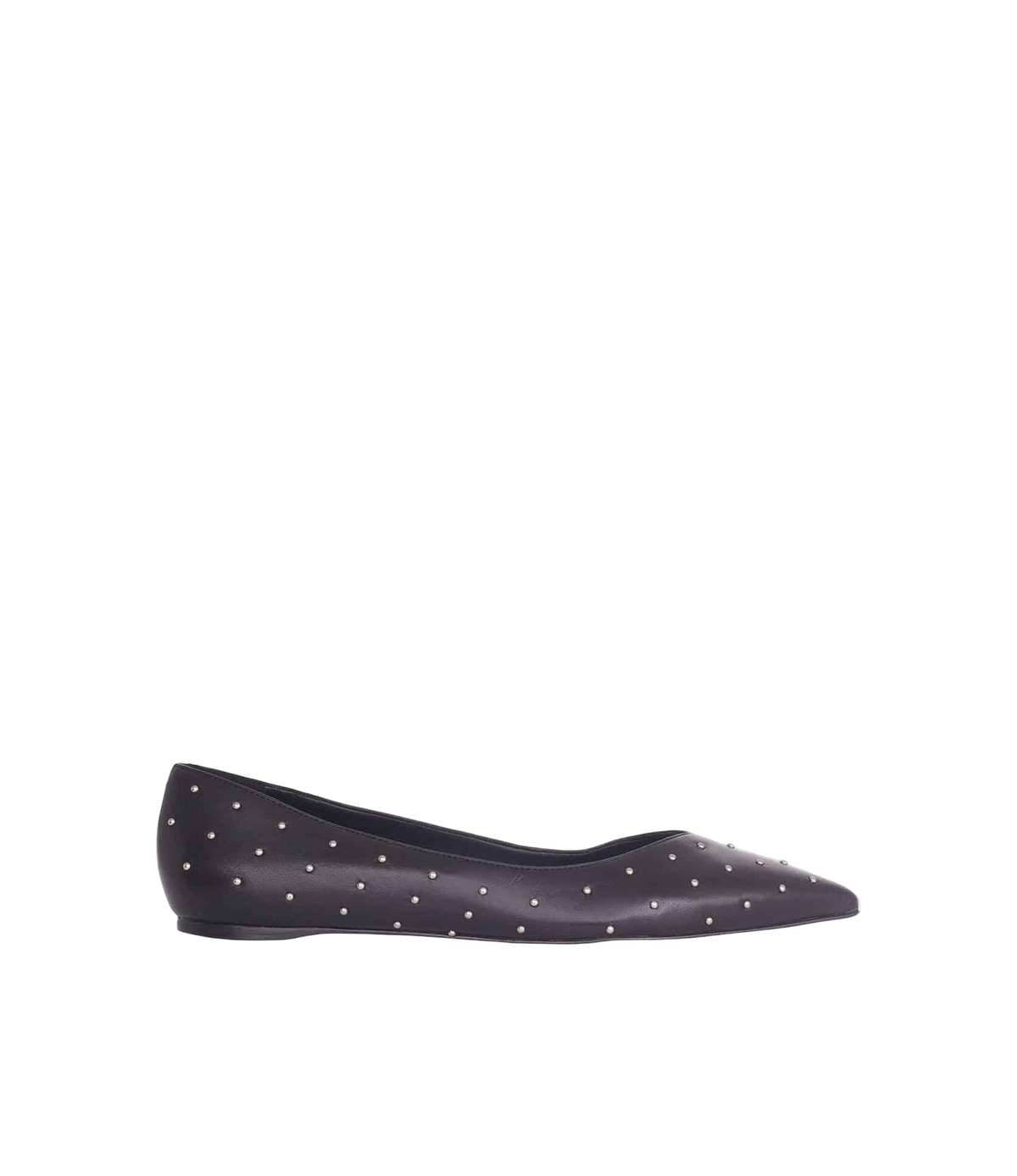 Mangará Atelier | Women's Black Leather Studded Ballerina Flats