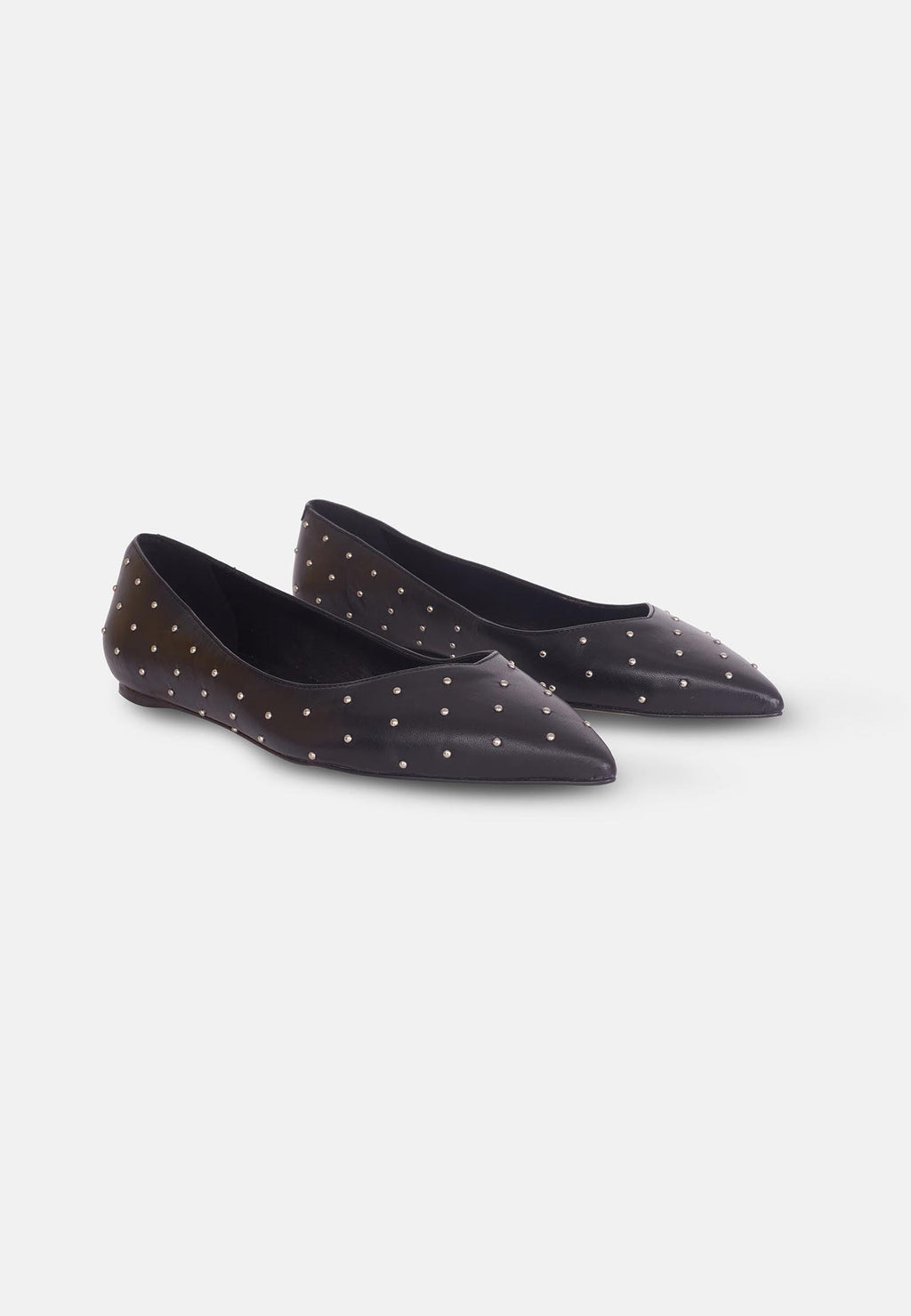 Mangará Atelier | Women's Black Leather Ballerina Flats w/ Studs