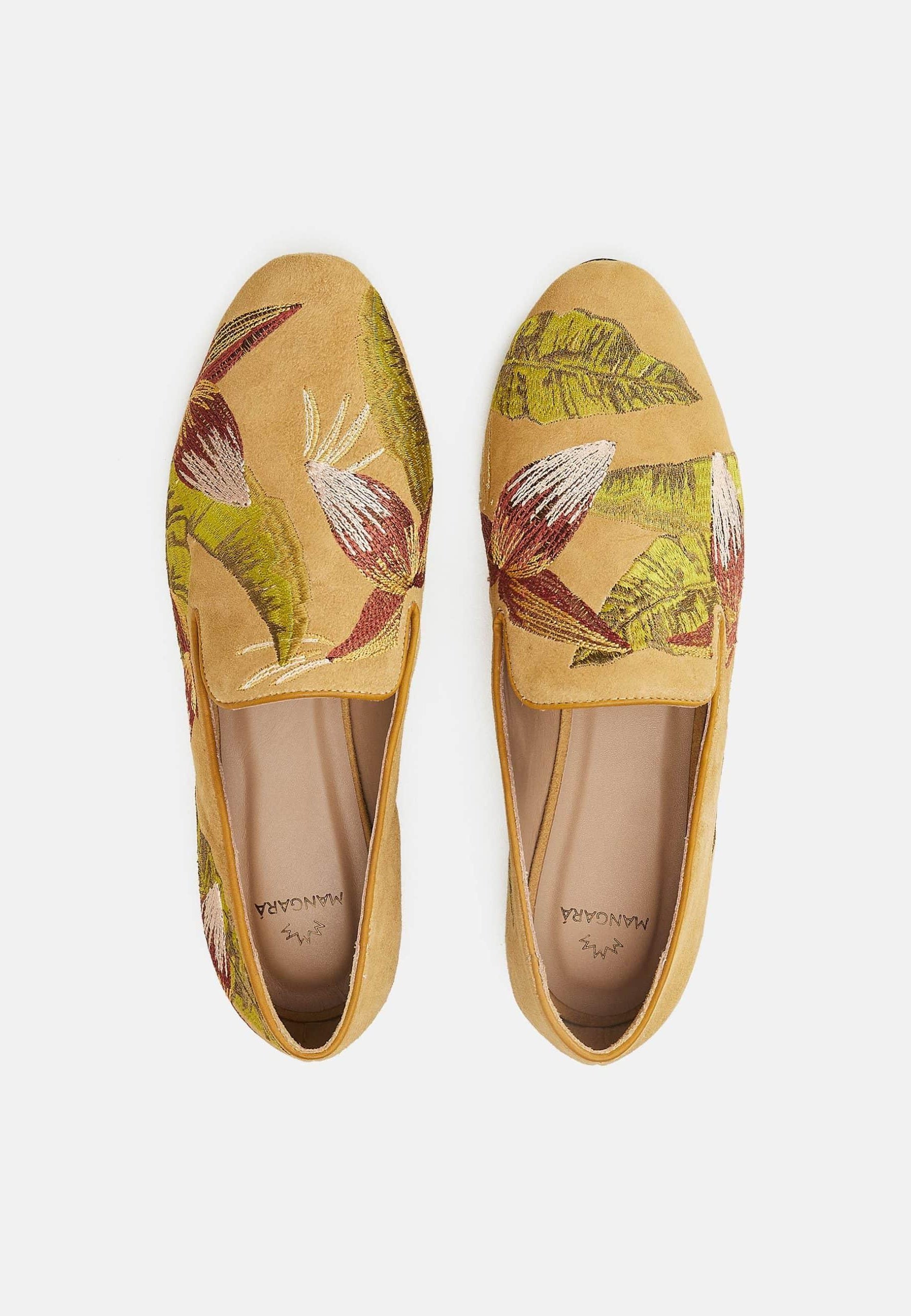 Mangará Atelier | Green Embroidered Italian Suede Loafers