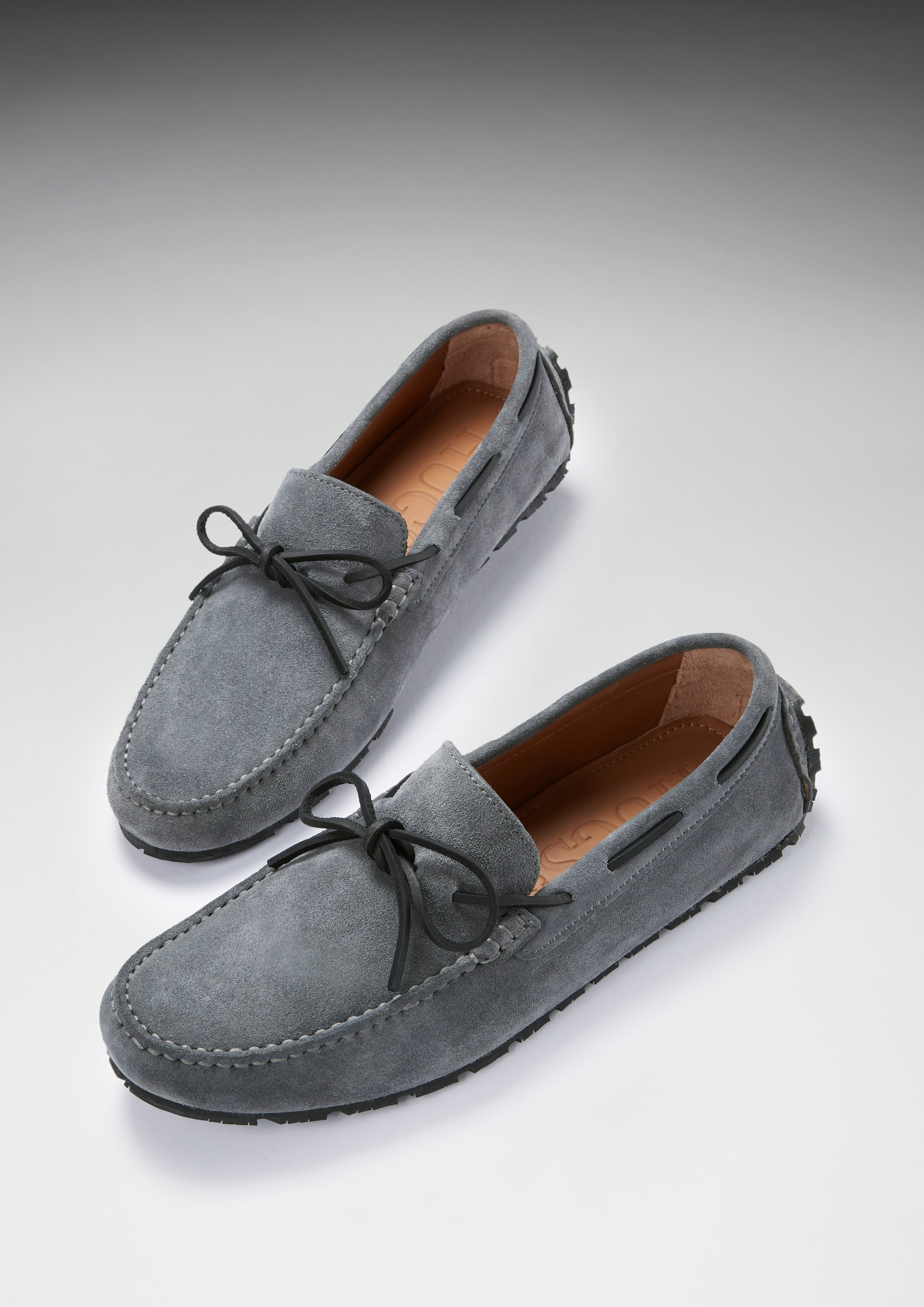Hugs & Co. | Men's Slate Grey Genuine Suede Laced Driving Loafers