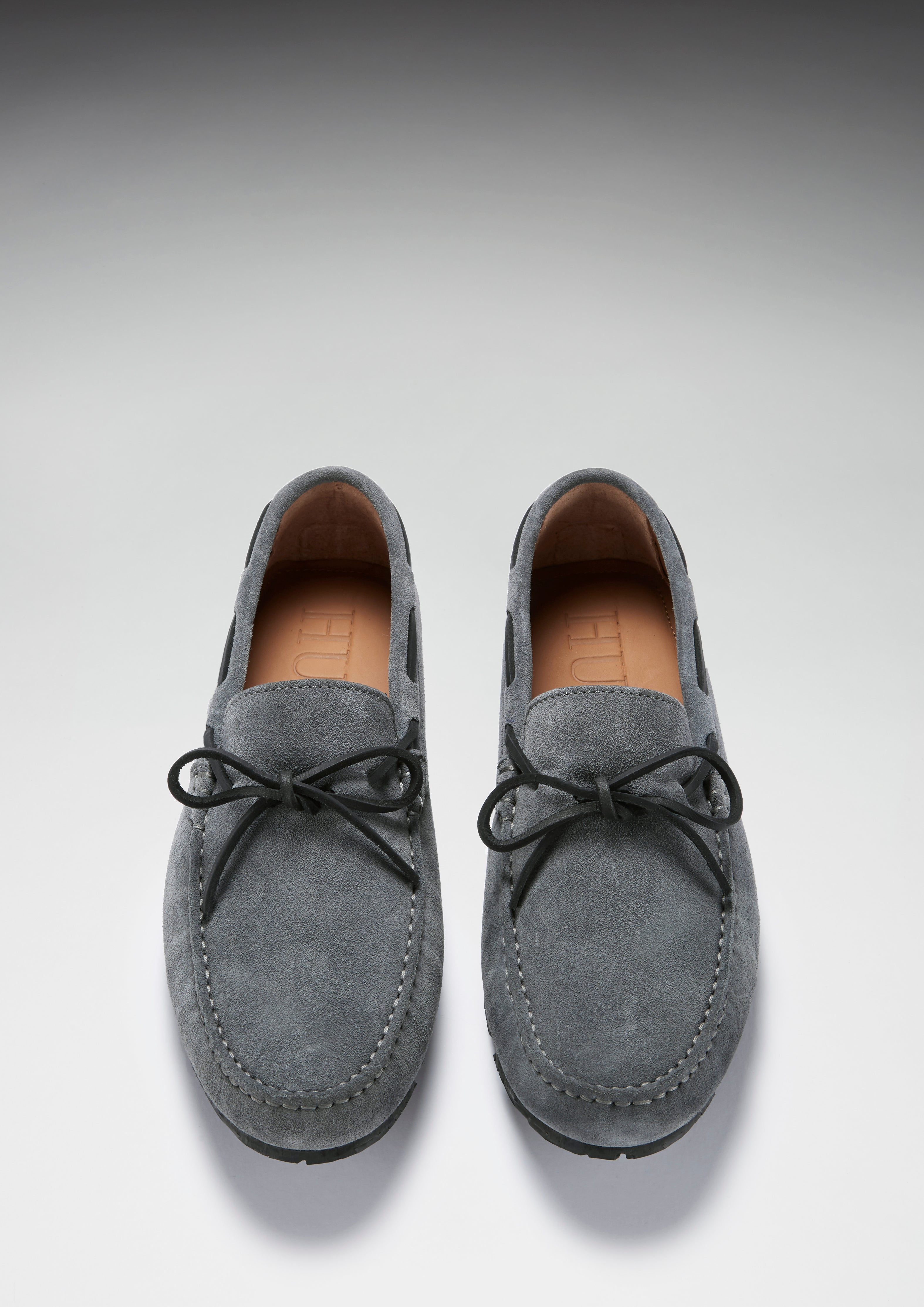 Hugs & Co. | Men's Slate Grey Genuine Suede Laced Driving Loafers