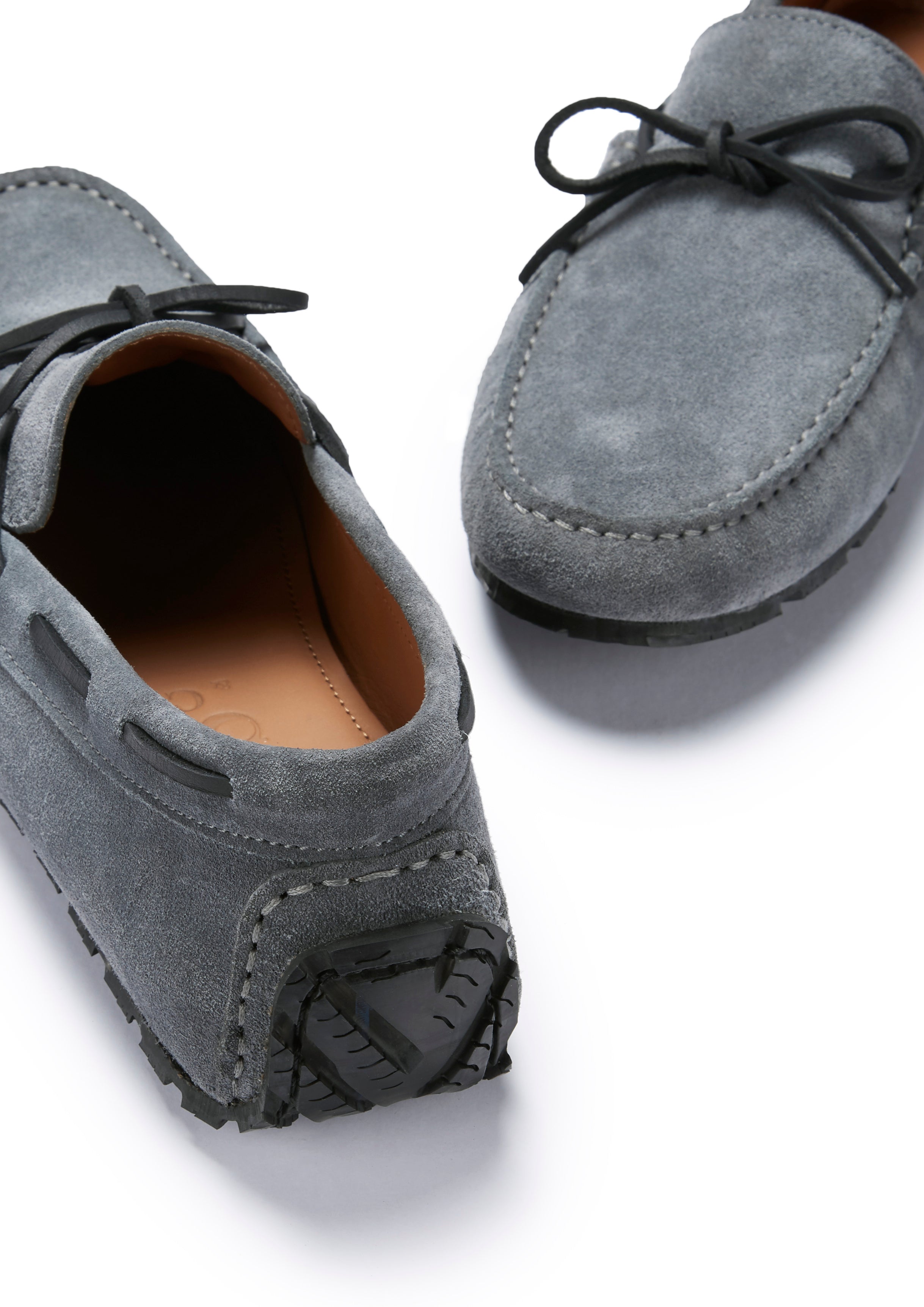 Hugs & Co. | Men's Slate Grey Genuine Suede Laced Driving Loafers