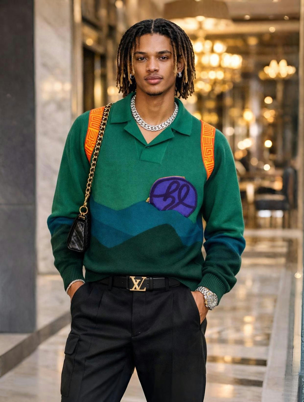 The Djites | Men's Mountain View Knit Cotton Polo Sweater