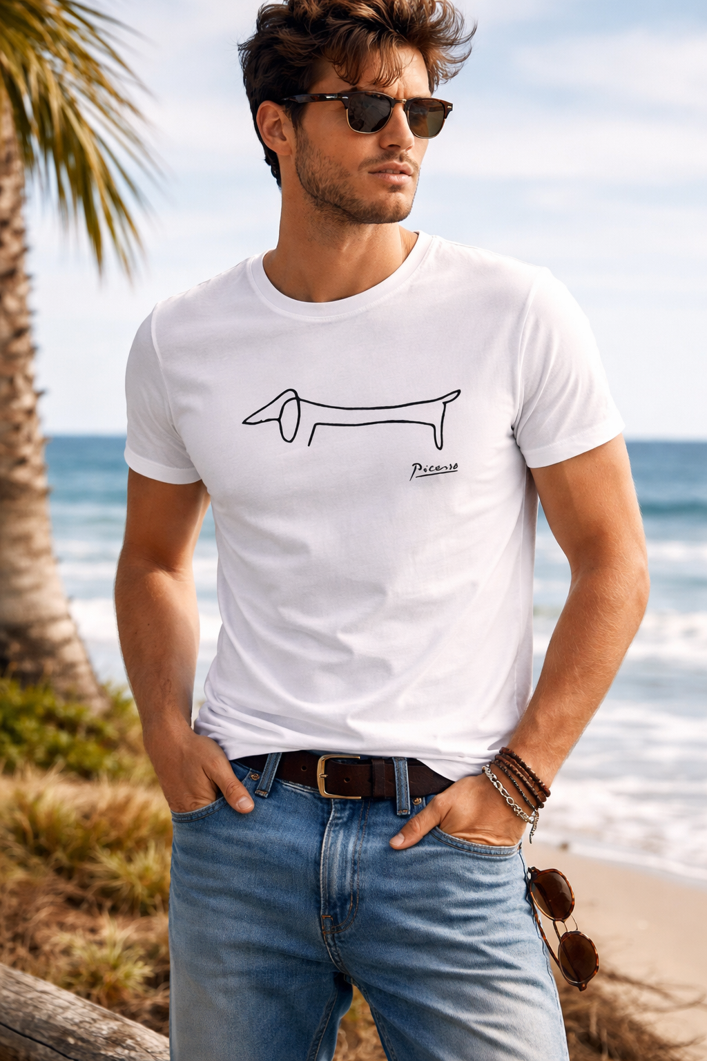 Art-O-Rama Shop | Pablo Picasso Dachshund Dog (Lump) Artwork T-shirt