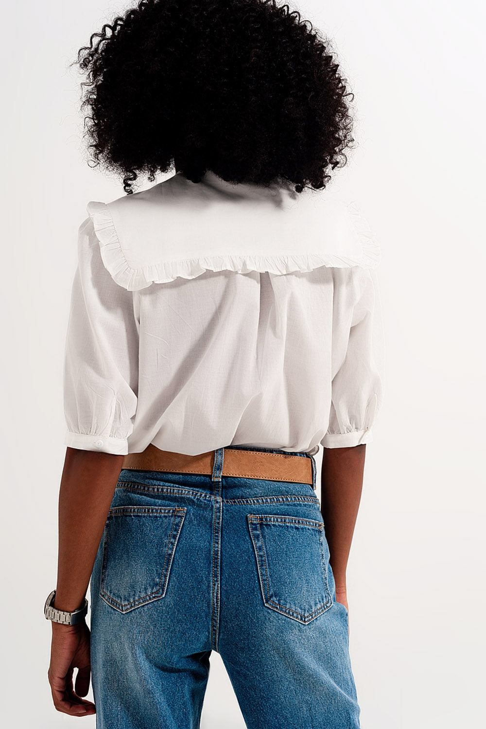 Q2 | Women's White Prairie Collar Blouse