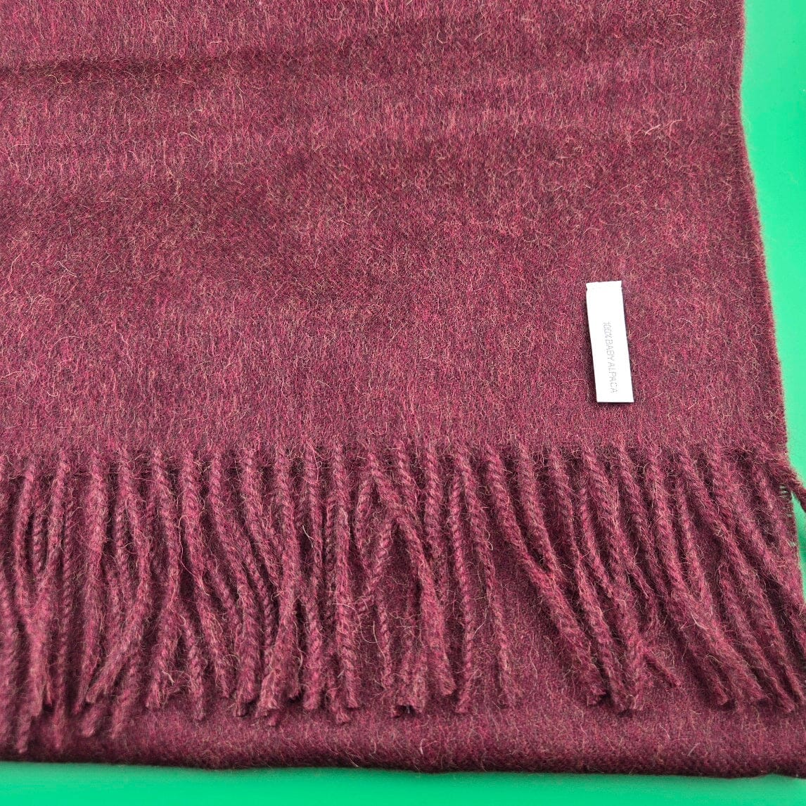 Purely Alpaca | Solid Weave Brushed Alpaca Scarf w/ Fringes