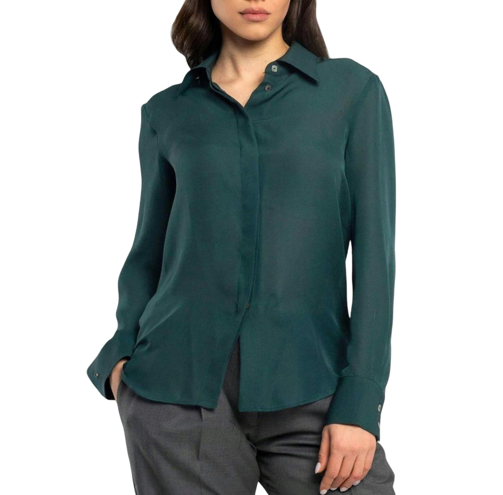 Tema Moda | Women's Silk Deep Green Blouse