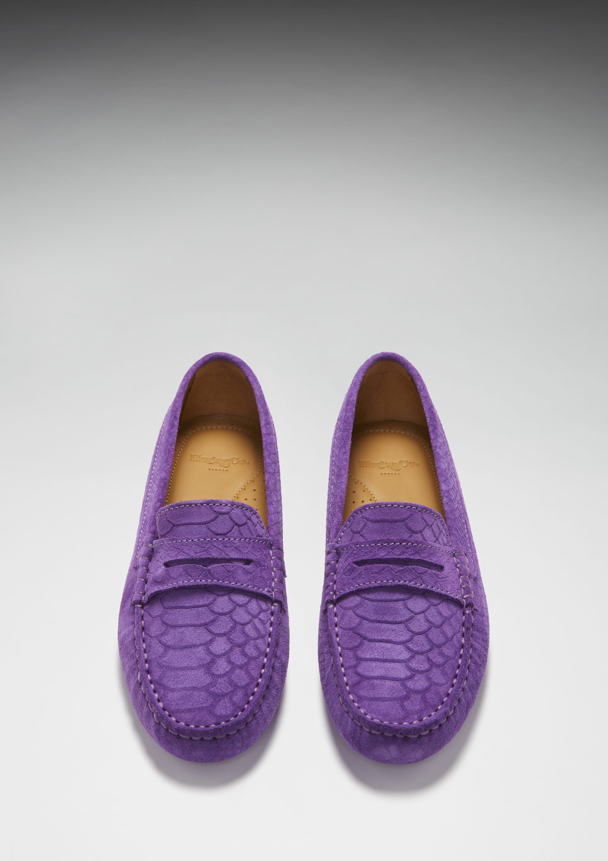 Hugs & Co. | Women's Embossed Purple Penny Driving Loafers