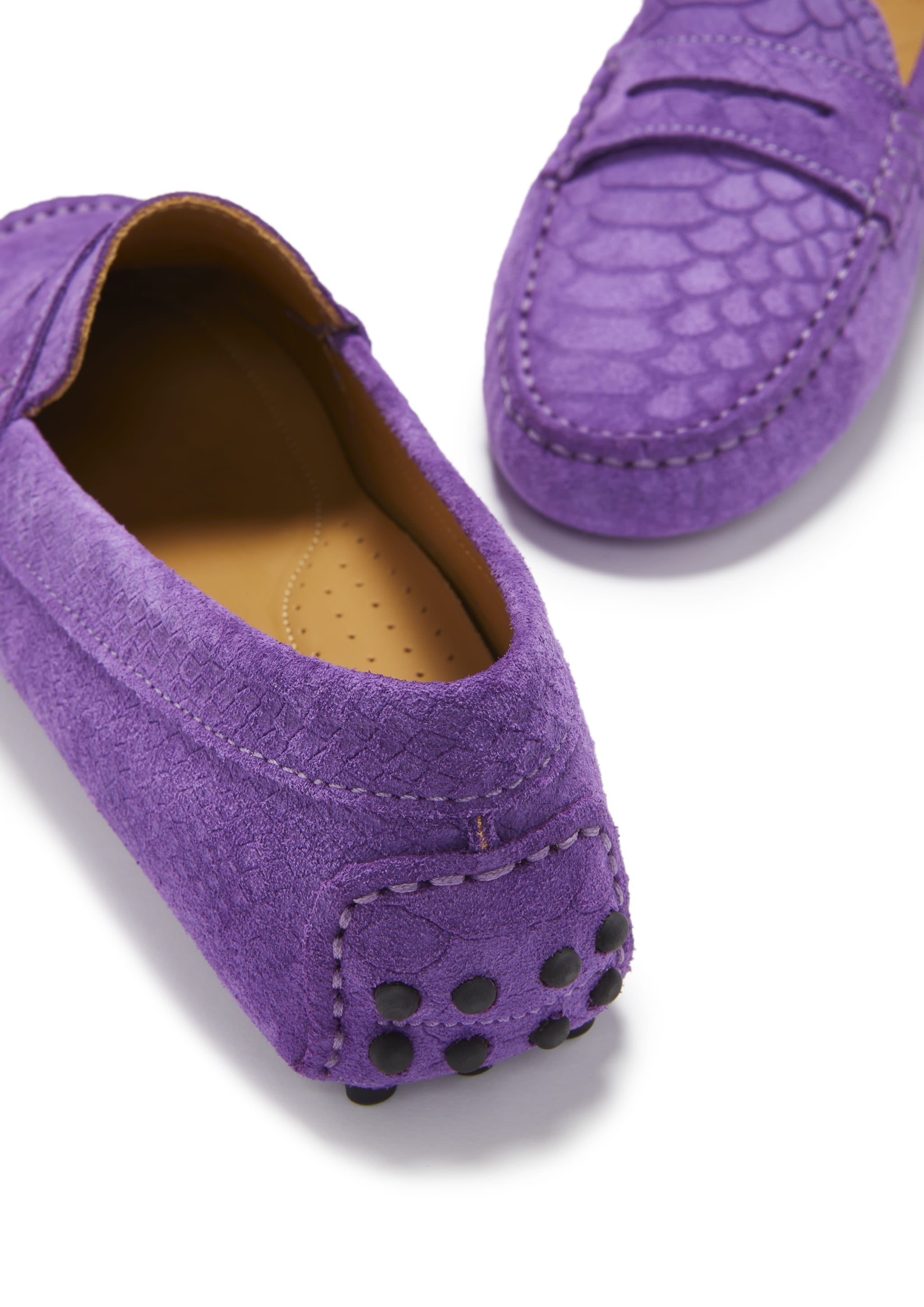 Hugs & Co. | Women's Embossed Purple Penny Driving Loafers