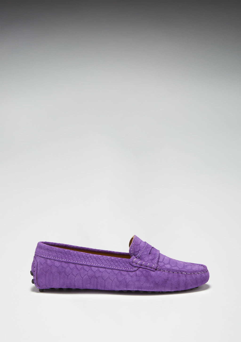Hugs & Co. | Women's Embossed Purple Penny Driving Loafers