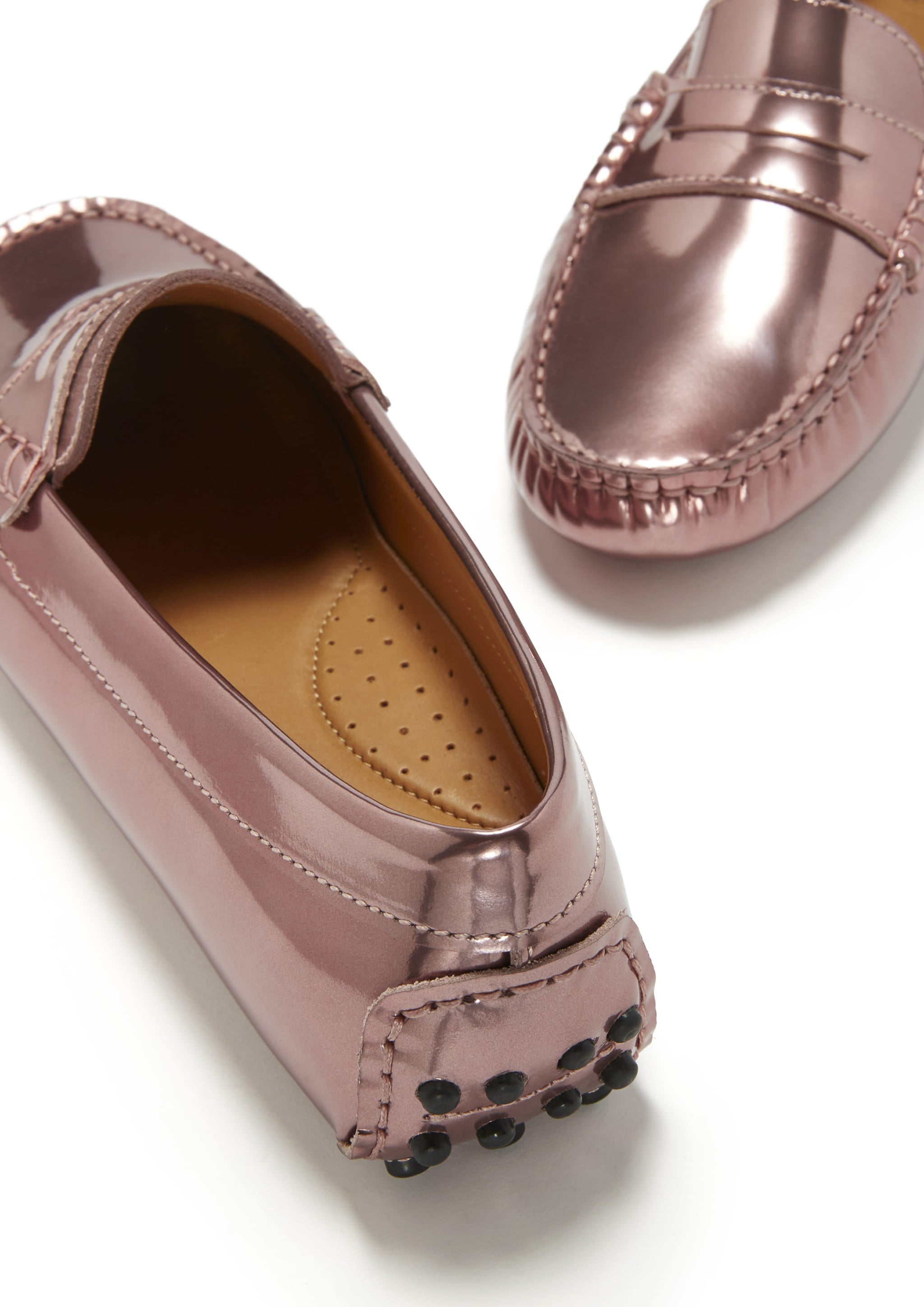 Hugs & Co. | Women's Rose Gold Patent Leather Penny Driving Loafers