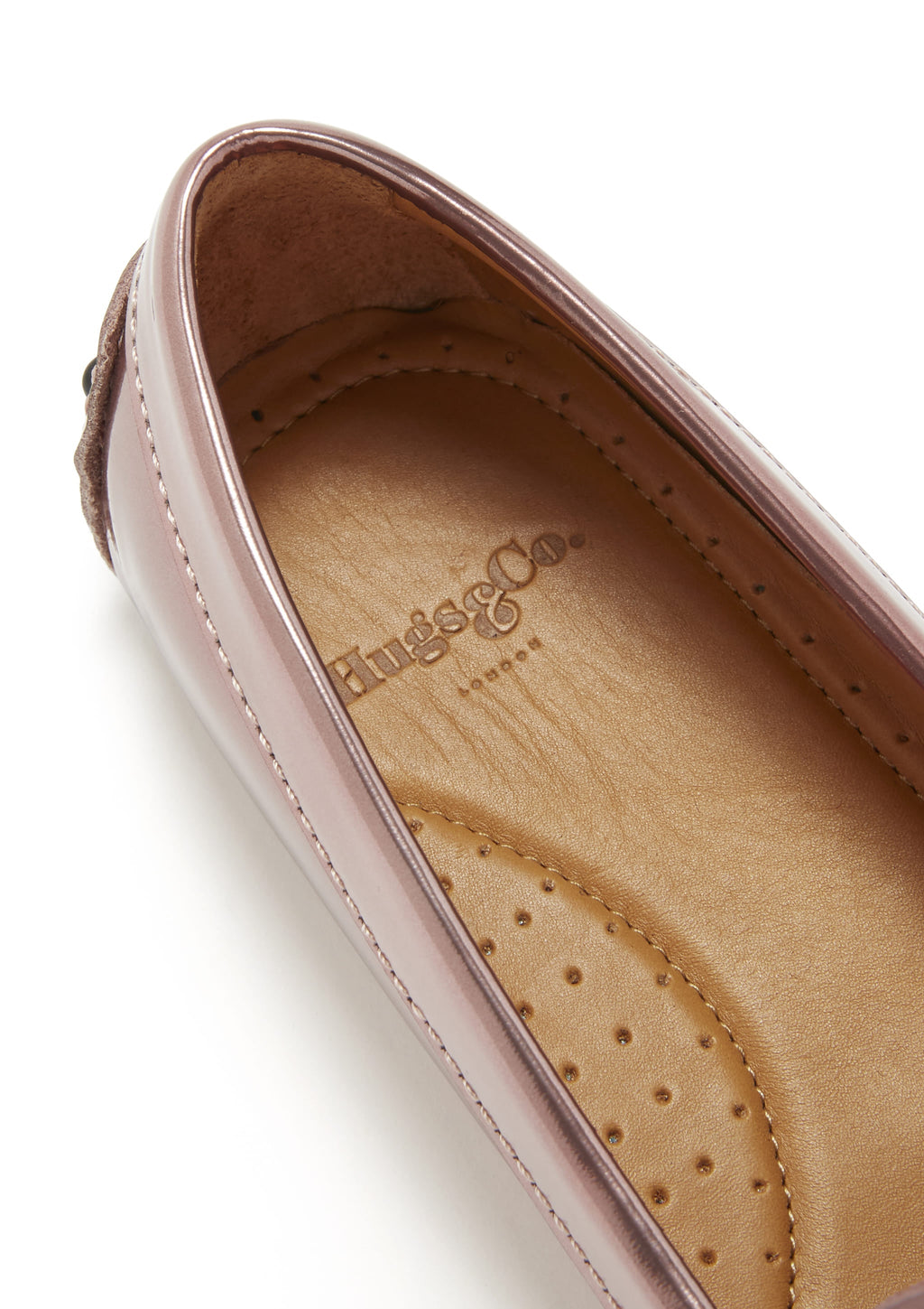Hugs & Co. | Women's Rose Gold Patent Leather Penny Driving Loafers